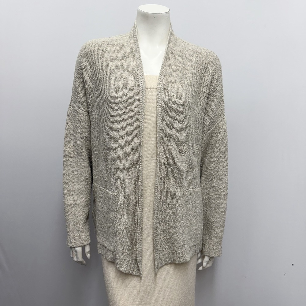 Eileen Fisher Cardigan Chalk Tone Nubby Organic Cotton NWT $248.00 Size XL